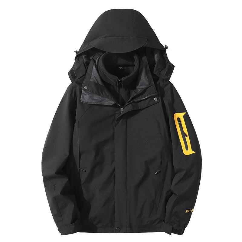 

Водонепроницаемая ветрозащитная куртка с цветными блоками на осень и зиму - топ для занятий спортом на открытом воздухе 3-в-1, дизайн унисекс L