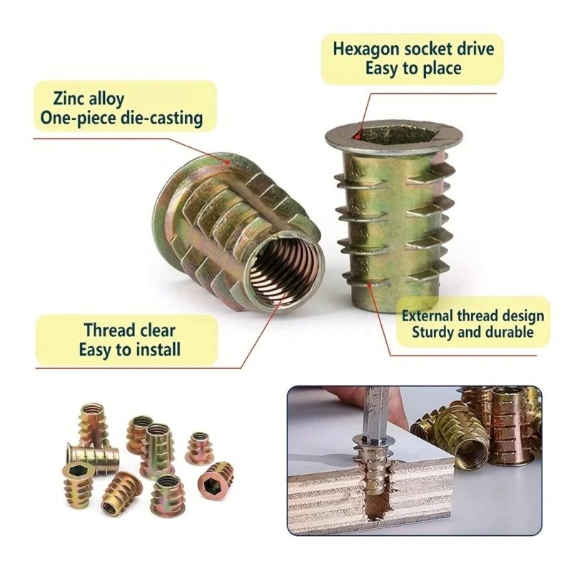 Pack of 130 Mixed Size Internal External Thread Furniture Nuts for Home Assembly and Repair in Storage Box