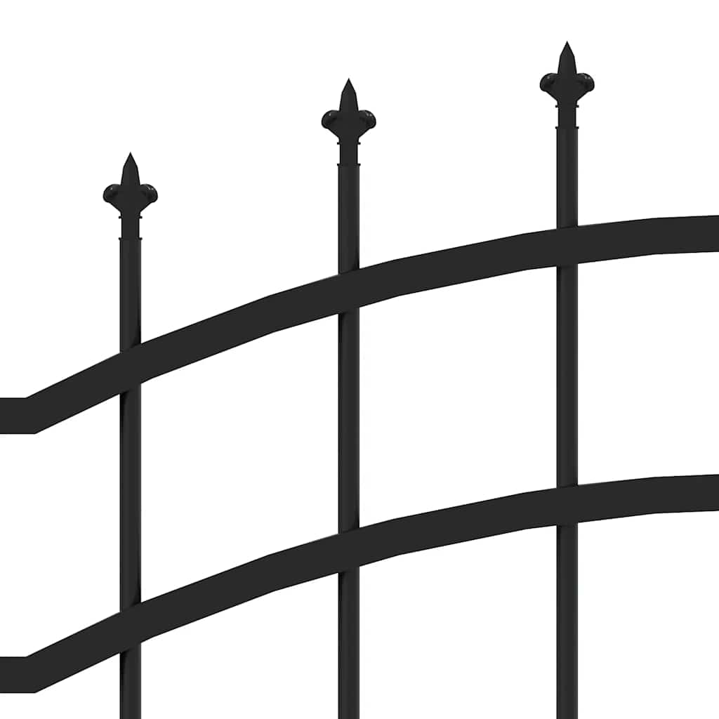 Vidaxl Ogrodzenie Z Grotami, Czarne, 222 Cm, Malowana Proszkowo Stal