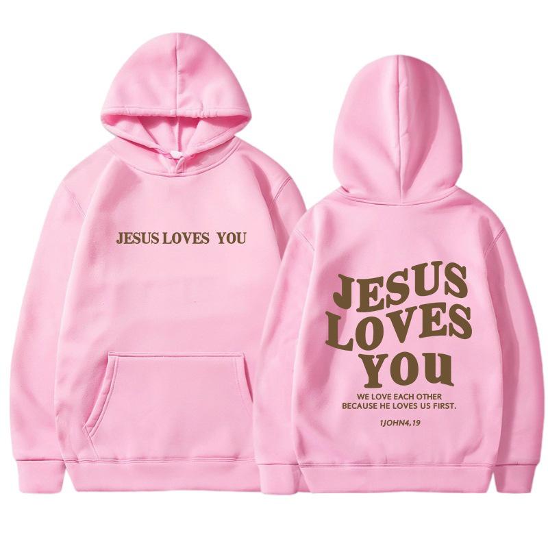 Jesus Loves You Oversized Grafická Mikina Ženy Hip Hop Vintage mikiny s kapucí Pulovry pro ženy Trendy estetický top