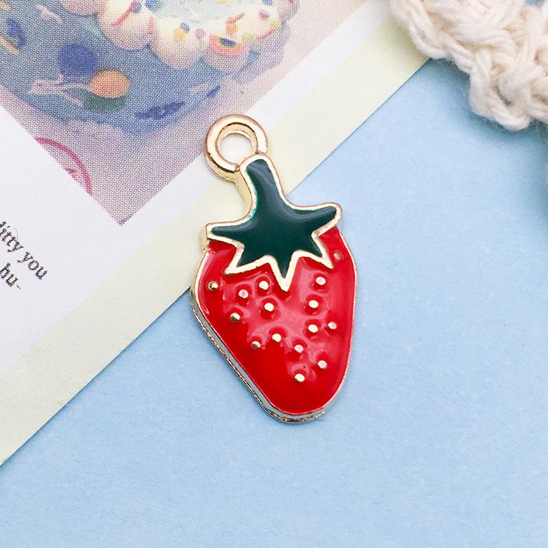3D Fruit Drip Oil Alloy Pendants: Cherry, Watermelon, Grape Charms - Mixed 20K Gold