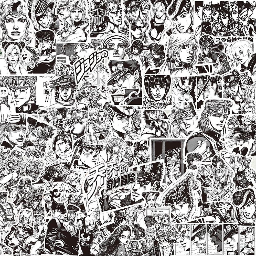 10/30/77pcs Black White Anime JoJo's Bizarre Adventure Stickers Graffiti Notebook Phone Bike Cool Cartoon Decals Toys Gifts