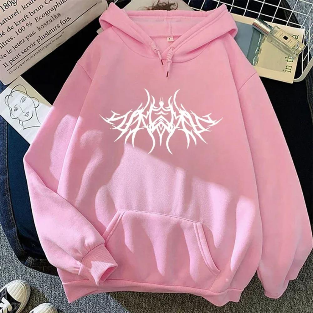 Bluzy damskie Y2K Style z kapturem z długim rękawem pulower Dziewczęce miejskie casualowe modne Hip Hop Harajuku