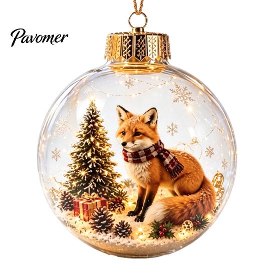 Weihnachtsbaumschmuck Story Ornament, 8 cm Kugel-Hängedekoration mit Mini-Feiertagsszene, Bruchfeste Kugeln im Inneren, Klarer Kunststoff-Weihnachtsanhänger
