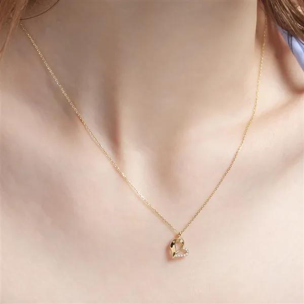 14K Cora Heart Cubic Necklace