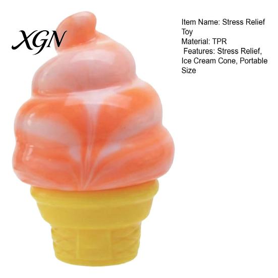 Ice Cream Cone Sensory Toy Squeeze Simulated Fidget Portable Travel Stress Relief Soft Stretch Ball
