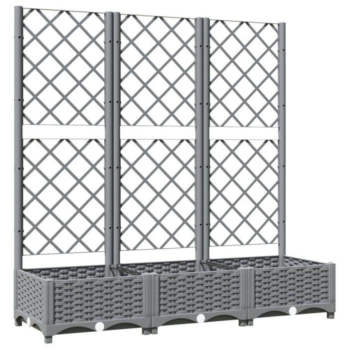 VidaXL Planter with Trellis Light Grey 120x40x121.5 Cm PP 153273