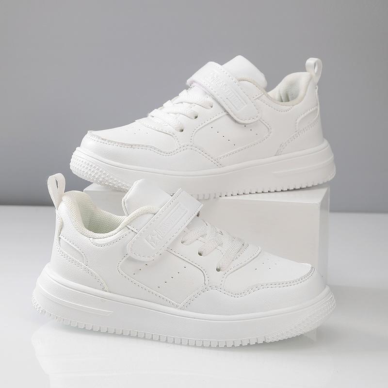 Girls School Children White Shoes Leather Waterproof Board Shoes White Shoes White Sports Shoes Boys White Shoes Elementary School Students