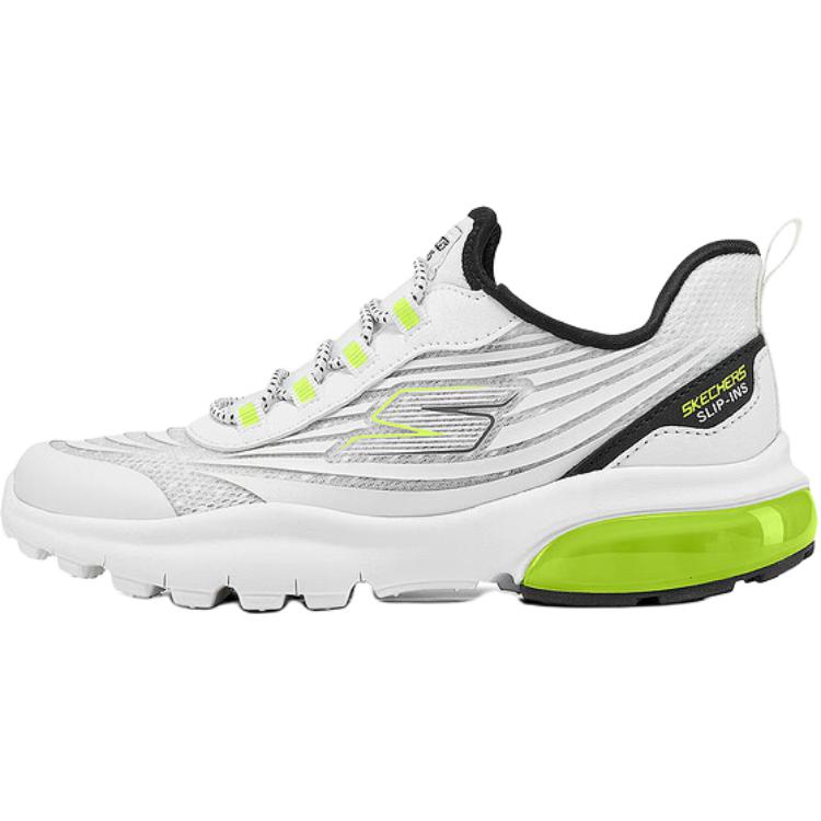 Skechers Boys Flash Fashion Slip-On Casual Shoes Kids sneaker White Green 405309L-WHT 28.5
