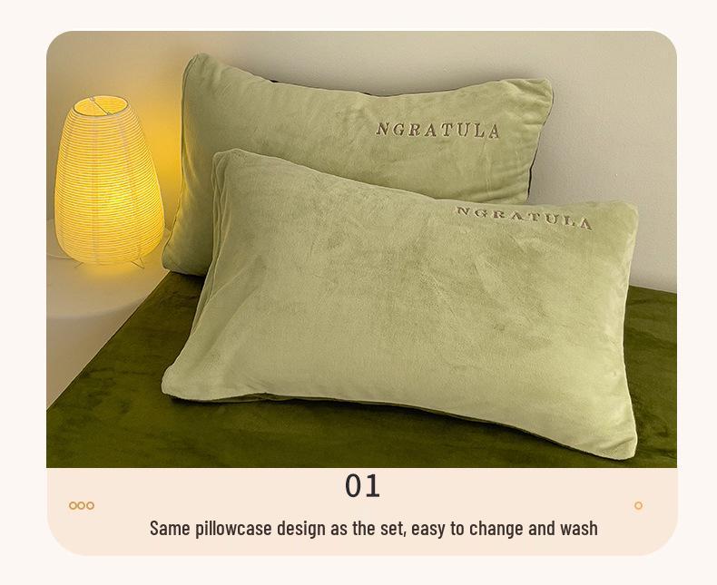 Čtyřdílná postelová sada z těžkého sametu: Dvoubarevné prošívání, plyšový a hřejivý povlak na přikrývku s prostěradly šetrnými k pokožce