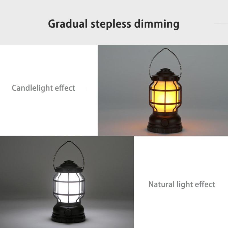 Portable Outdoor Camping Lantern Multifunctional Ip44 Waterproof Usb Rechargeable Retro Lamp