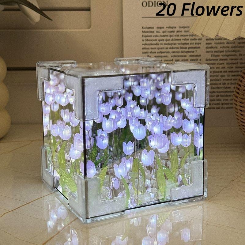 Lumină de noapte Marea Florilor de Lalele Lucrată Manual DIY Pachet Material Lampă Lalea Oglindă Tridimensională Decorațiune Creativă Ornament Ornament Cadou Cuplu Student