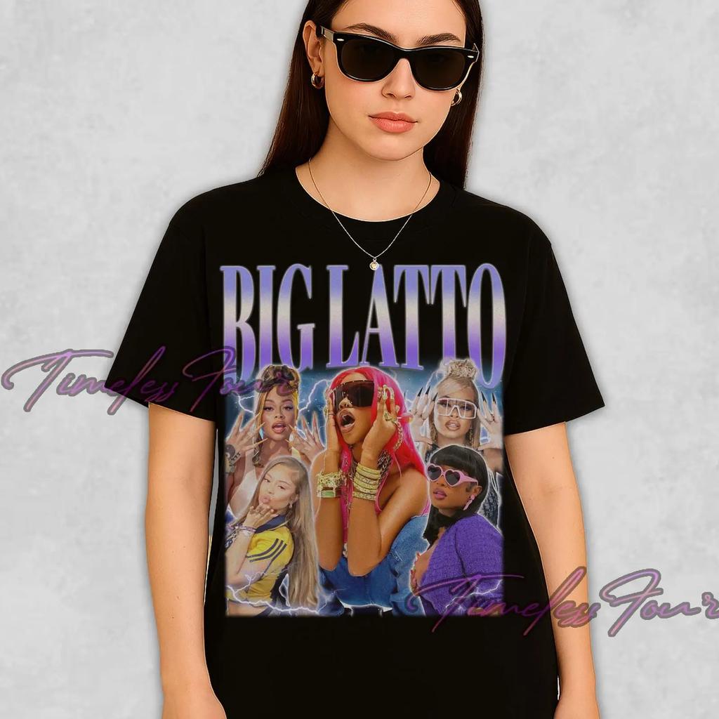 Vintage Big Latto T Shirt Retro Hip Hop Rapper Music Casual Merch Fans Gift Vintage Washed Breathable Soft Unisex Graphic