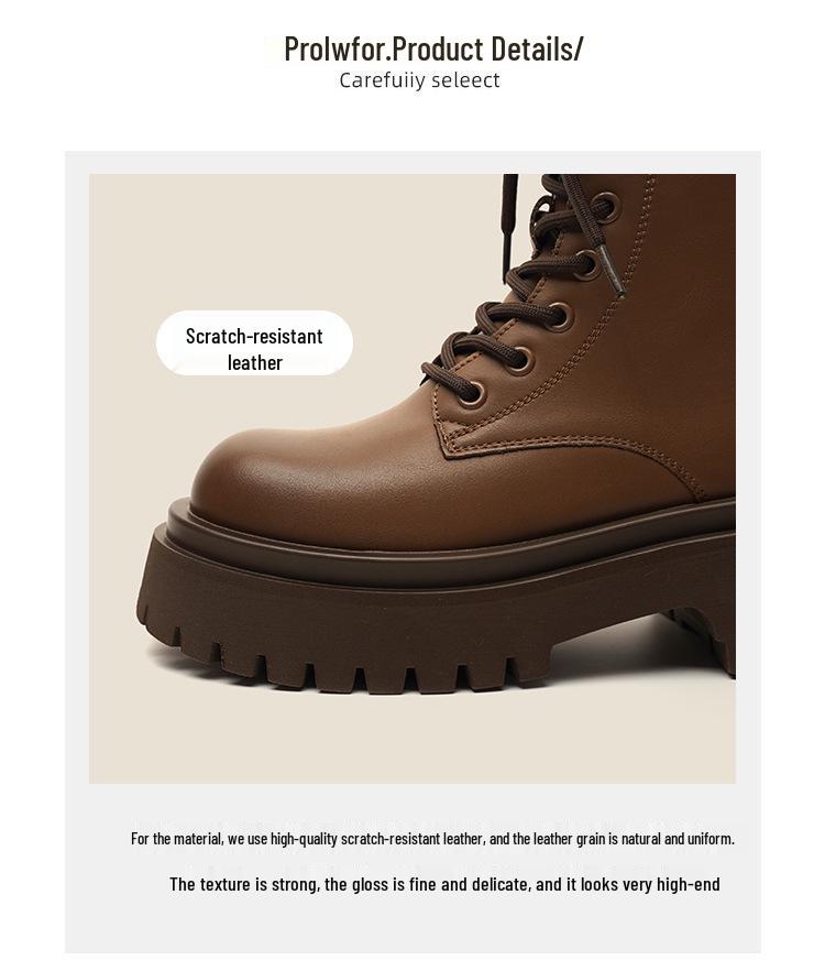 High-Quality 6CM Thick Sole Martin Boots for Women – Autumn 2025 British College Style, Four-Season Wear, Short Boots