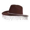 New Western Style Party Rhinestone Decorative Cowboy Hat Metal Chain Fashion Versatile Jazz Hat