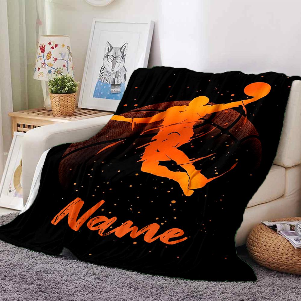 Custom Name Basketball Theme Printed Blanket - Perfect for Couch, Bed, Travel & Outdoor Use | Machine Washable, Cozy & Durable.