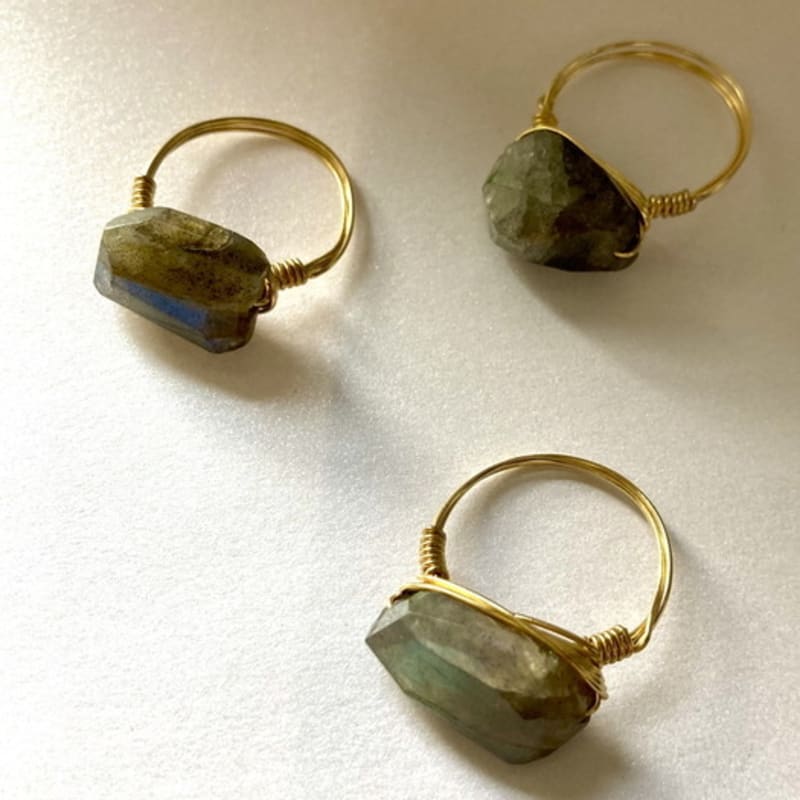 SUZURAN Spiritual Ring Labradorite Spiritual Gemstone Ring Labradorite