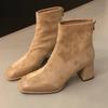 Square Toe Women Ankle Boots Suede Elegant High Heels Shoes 2025 Trend Winter Fashion Chunky Pumps Classic Goth Chelsea Botas