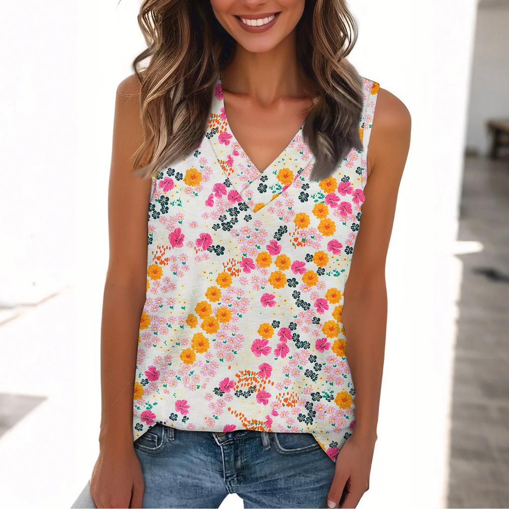 V Neck Sleeveless Leaf Print Tank Top for Women Spring Tops for Women Racerback Tank Tops for Women Tops for Women Trendy Summer