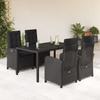 Vidaxl 5-Cz. Garden Furniture Set With Cushions, Black, Poly Rattan