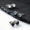 Sea Blue Stud Earring for Men Boys,Hypoallergenic Stainless Steel Round Metal Earrings,Stylish Jewelry Gift