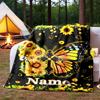 Sunflower Butterfly Customize Your Name Outdoor Blanket Comfortable Soft Lightweight Allseason Multipurpose Blanket For Travel Camping Picnics Sofa