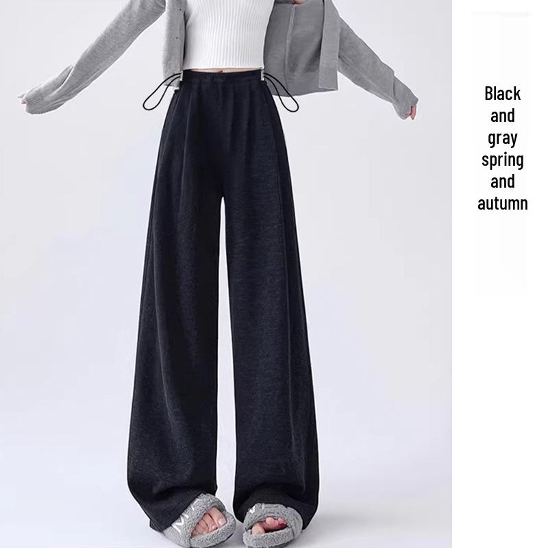 New Spring & Autumn Maternity Pants: Side Drawstring, Straight-Leg, Loose Cashmere, Wide-Leg Design XL