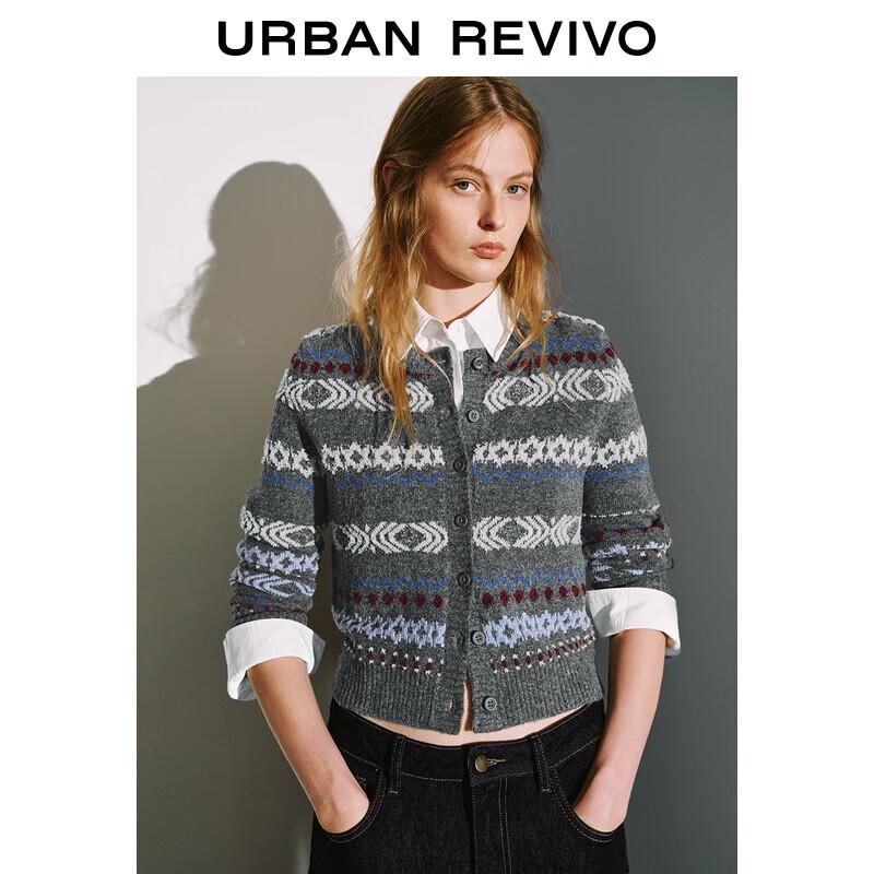 

UR 2025 Women s Retro Fair Isle Jacquard Knit Cardigan L