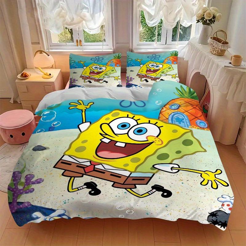 3pcs SpongeBob SquarePants Bedding Set - 1 Soft Quilt Cover + 2 Pillowcases, Machine Washable - Suitable for All Seasons, Perfect Gift for Family and