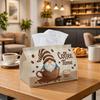 1pc Whimsical Coffee Gnome Tissue Box - Multi-functional Napkin Dispenser, Two Sizes Available Made of Durable Polyester, Decorated with Cozy Brown Ar