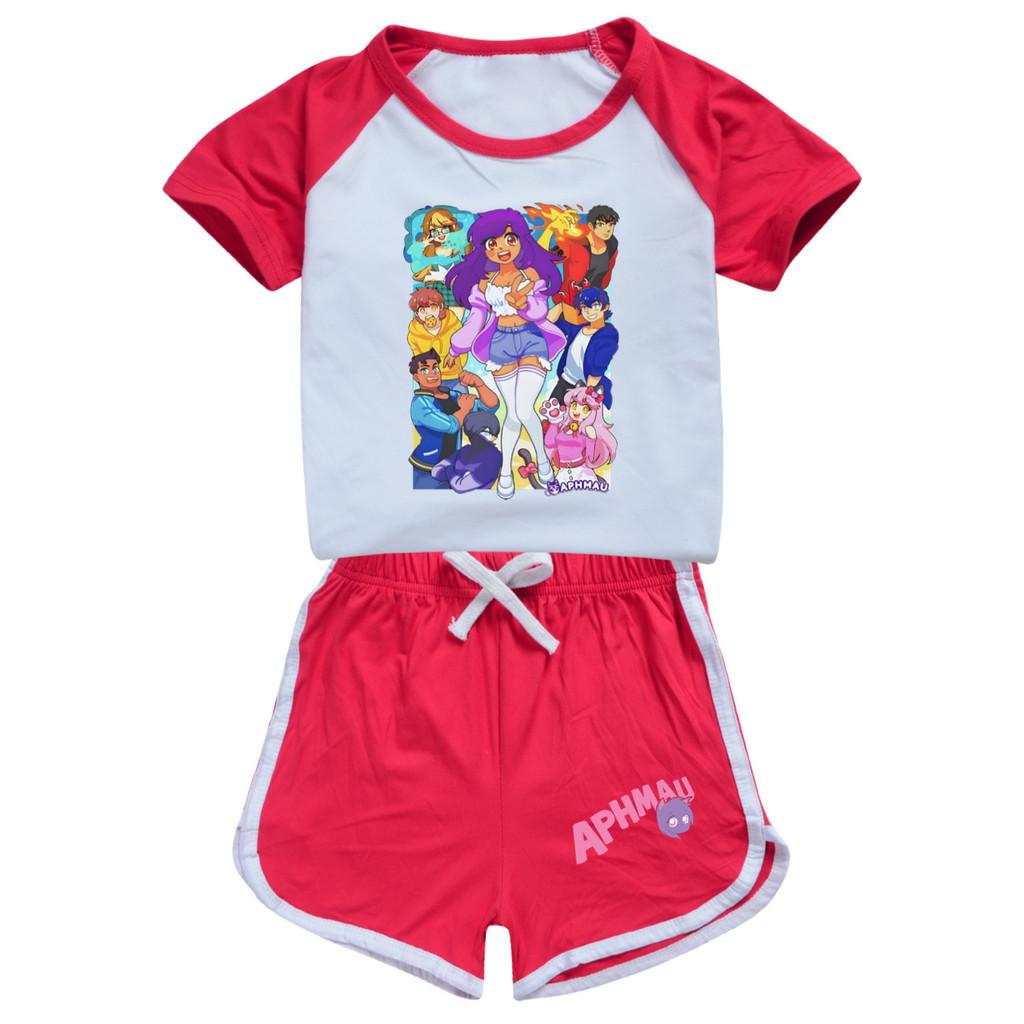 

5370 Kids Girls APHMAU Printed Top Pants Sport Tracksuit Clothes Set 100cm красный