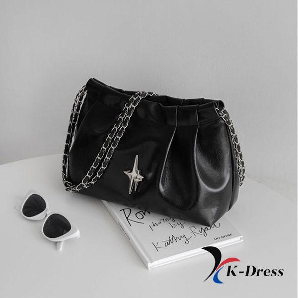 Shirring Chain Square Shoulder Bag (3 Colors)