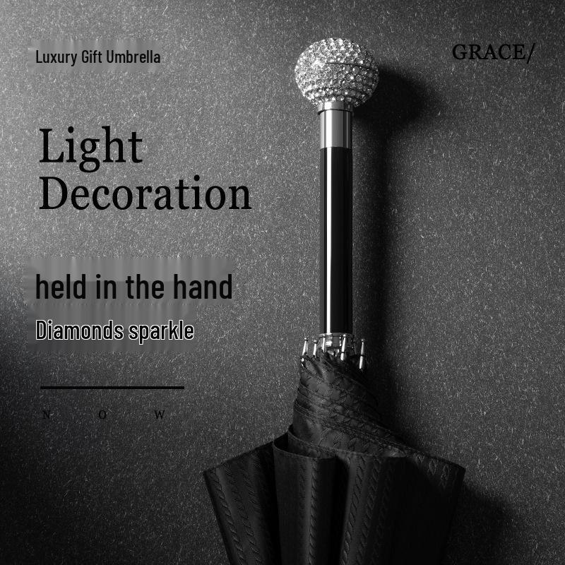 Luxuriöser extra großer Automatikschirm mit verstärktem Diamantgriff - Sturmschutz