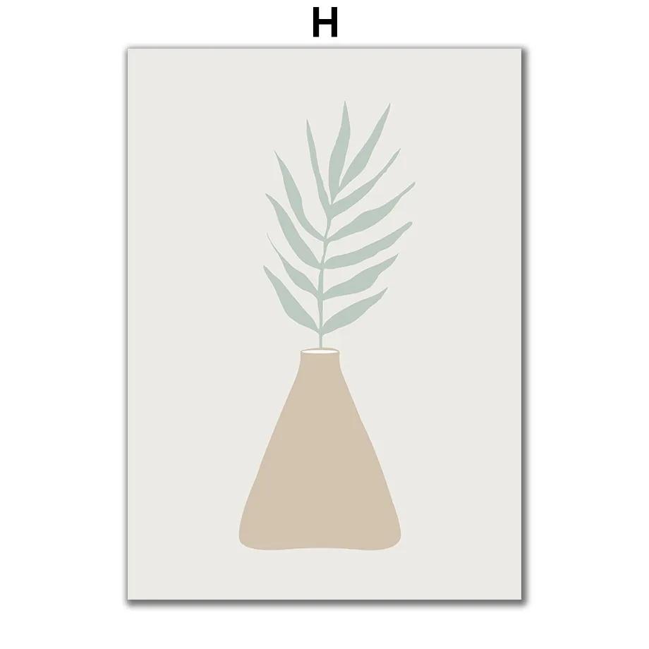 Nordic Abstract Shape Girl Line Leaf Cactus Posters and Prints Wall Art Wall Pictures for Living Room Home Decor Canvas Painting