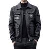 Mens Plus Size Winter PU Leather Jacket Fleece Lined Thickened Biker Coat Slim Fit Embroidered Trendy Streetwear