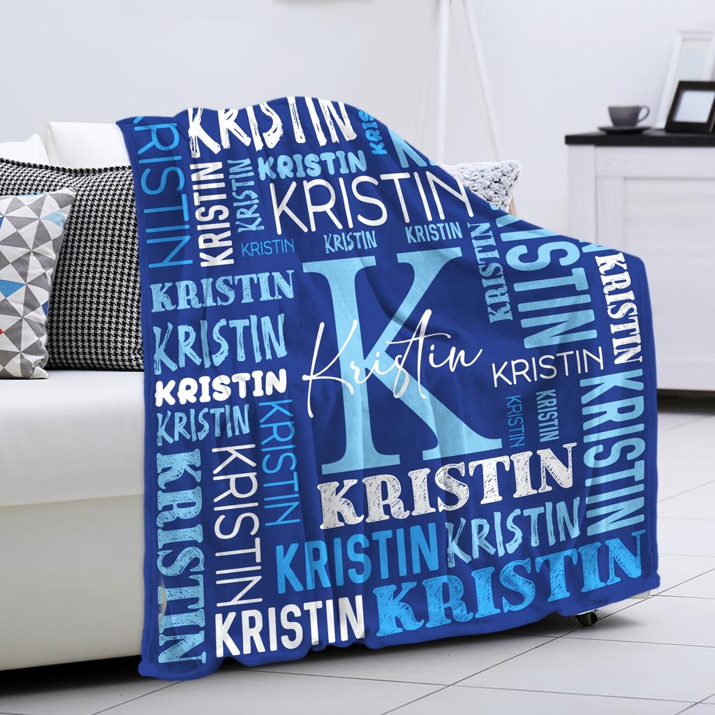 Personalized Custom Blanket For Adult Kids Customizable Name Flannel Blanket Soft Cozy For Bed Sofa Travel Perfect Birthday Gift
