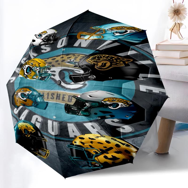 Printed Jacksonville Jaguars logo Folding Umbrella,Outdoor,Leisure,And Travel Umbrella,Durable Umbrella Fabric,Birthday And Holiday Gift