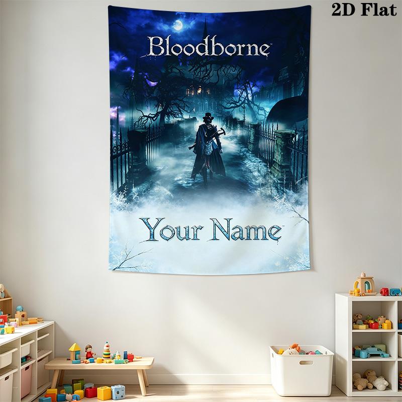 Name Custom Bloodborne Wall Tapestry Aesthetic Wall Hanging Printed Fabric Blanket Decorative Tapestries for Bedroom Living Room Home Decor