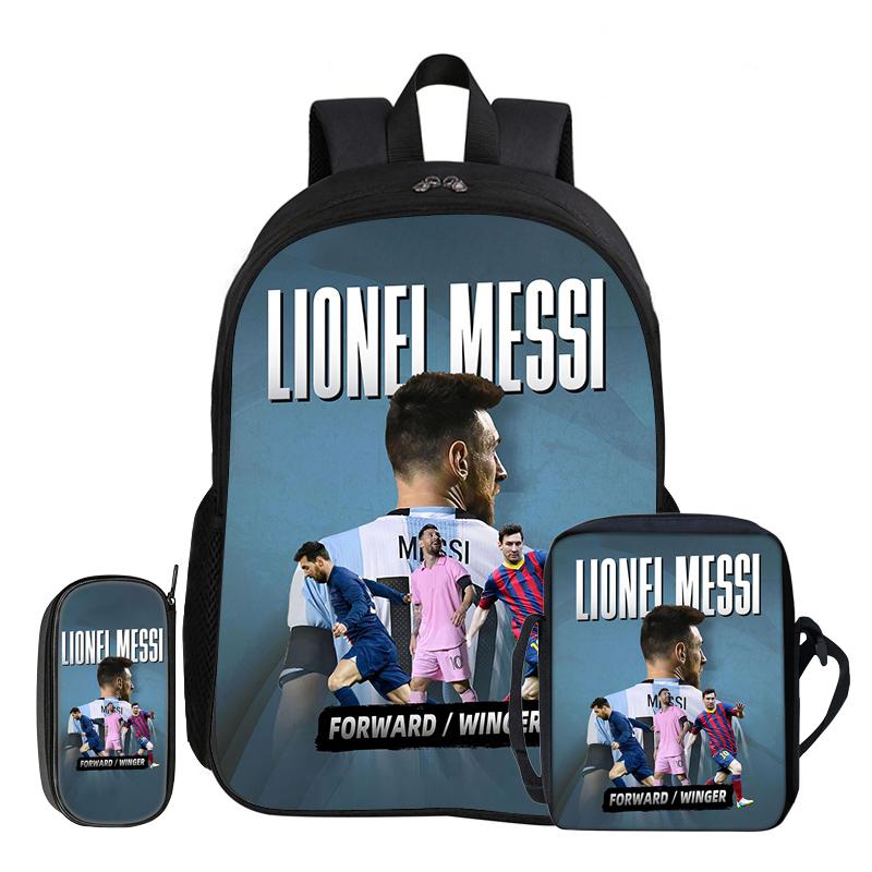 Leer, Reizen School Schoudertas, Etui, Sport Rugzak M-Messi Kinderen 3-delige Set Rugzak Voetbalster Rugzak Cadeau