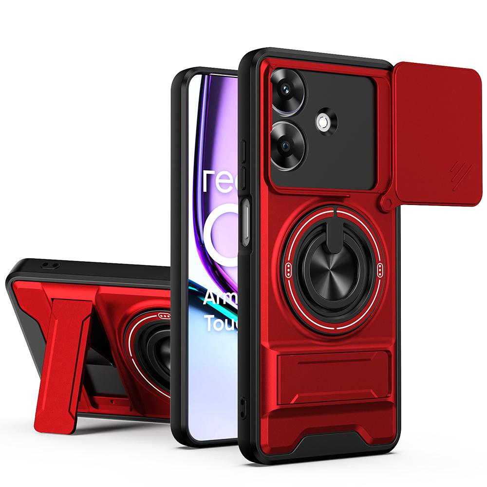 KEYSION Magnetic Phone Case for Realme Note 60 60X Slide Camera Protection Upright Kickstand 360° Ring Shockproof Back Cover