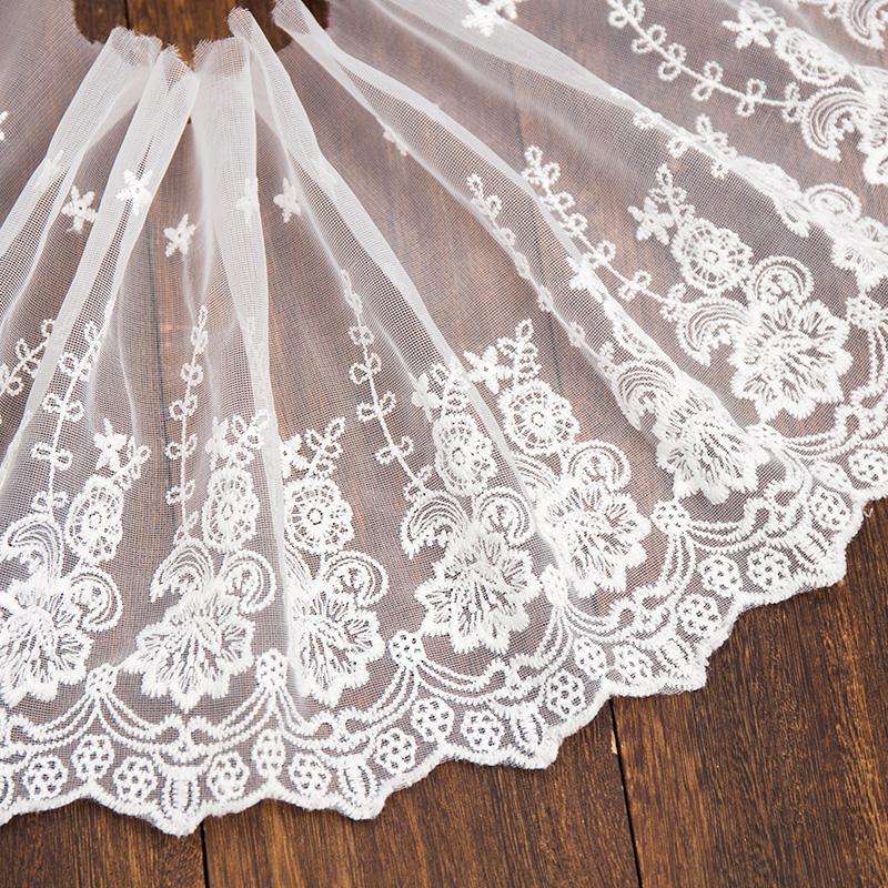 22/34/42cm Wide White Lace Ribbon For Weddng Dress DIY Crafts Sewing Fabric Trim Clothing Handmade Needlework Accessories 2yards