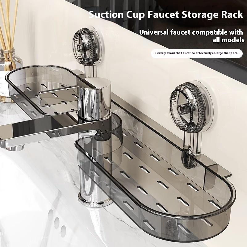 1Pcs Detachable Faucet Storage Rack Suction Cup Non-Punching Toilet Rack Wall-Mounted Bathroom Without Draining Water