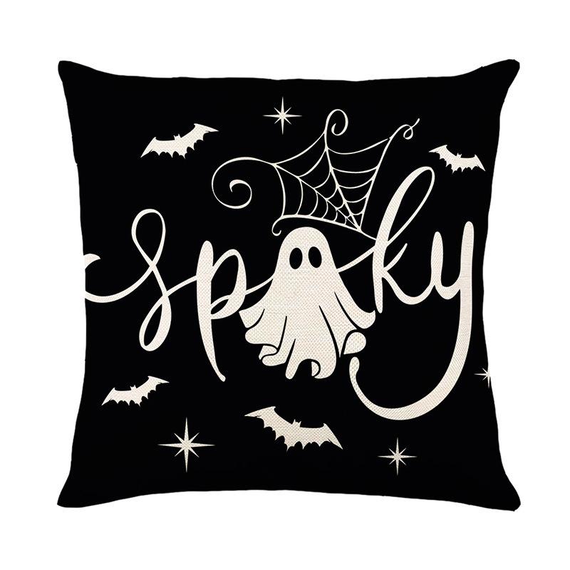 Funny Ghost Print Pillow Cover Halloween Holiday Decoration Sofa Pillow Cover Bedroom Bedside Cushion Cover