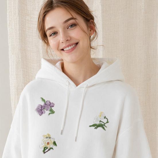 Toppa Ricamata Floreale Termoadesiva da Cucire Toppa Decorativa Applicazione Floreale Ricamata per Jeans Camicie Cappelli Borse Riparazione