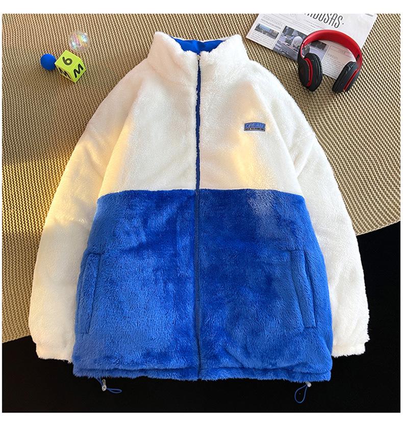 Men's Winter Double-Sided Cotton Jacket with Lambswool Lining - Unisex Warm Coat