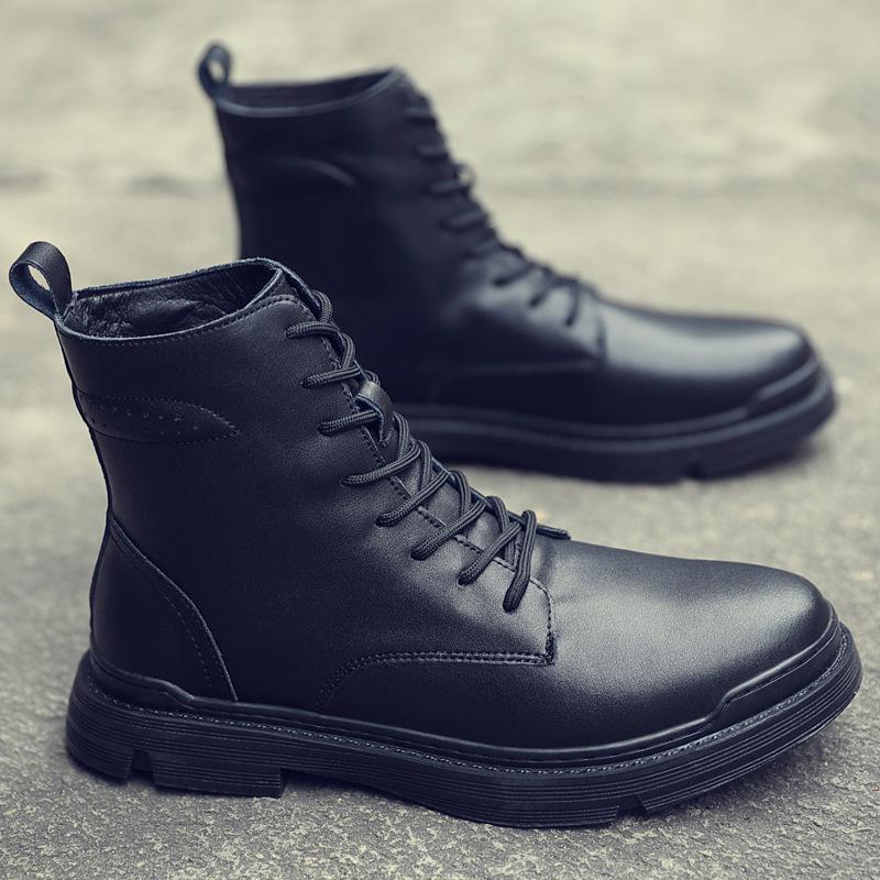 Fashion Cowhide Men's Motorcycle Boots High Top British Style Retro Chelsea Boots Workwear Boots