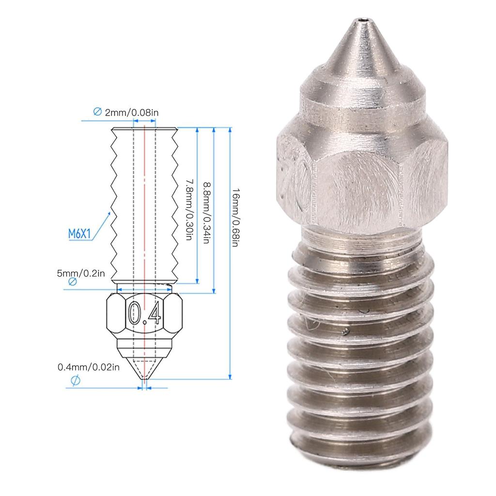 10pcs Stainless Steel High Flow Nozzle Kit High Temperature 0.4mm 3D Printer Nozzles for Neptune 4 Pro