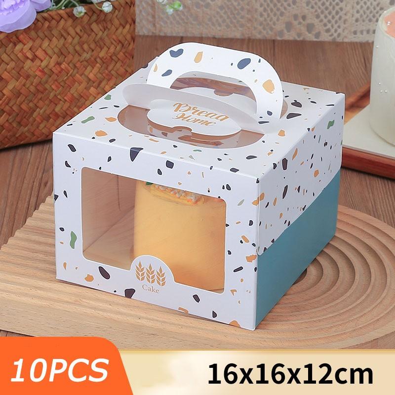 10 Stück Niedliche Kuchenbox 4 Zoll Tausendlagen-Gebäckverpackungsboxen Handgehalten Verdickt Mit Innerer Schale Verpackungsbox