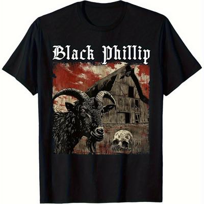 Mens Gothic Horror Vampire Ranch TShirt Black Phillip Retro Goat Graphic Tee Withram Heavyweight Casual Shirt