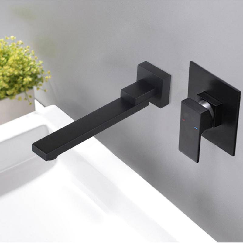 Wash Basin Bathroom Faucet Hot And Cold Water Wall Mount Mixer Sink Tap Swivel Spout Bath With Modern Single Lever Handle